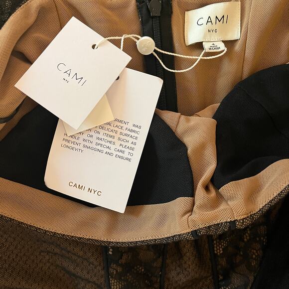 Cami NYC Lilith Long Sleeve Mesh Lace Corset Thong Bodysuit Black Size 4 - Picture 7 of 10